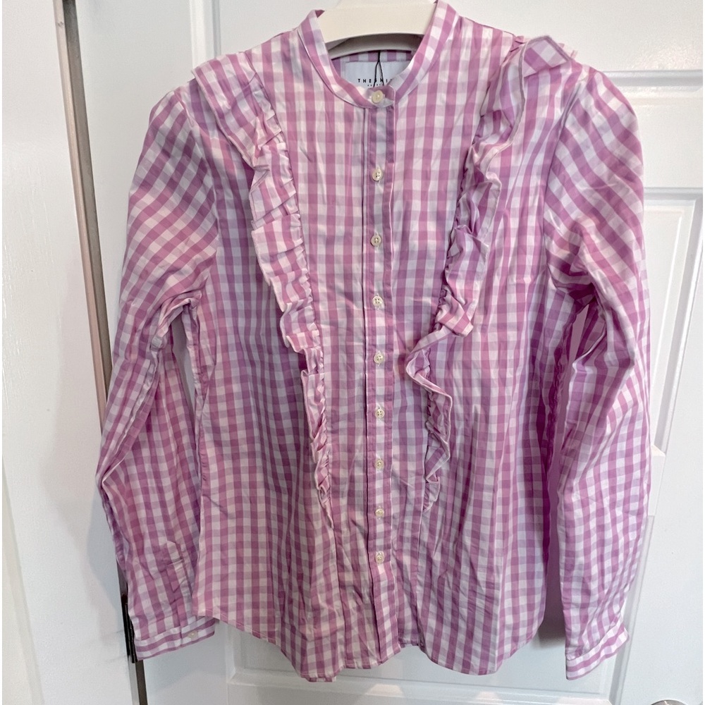 NWT The Shirt by Rochelle Behrens Pink Ruffle Top size S Costal Cowgirl